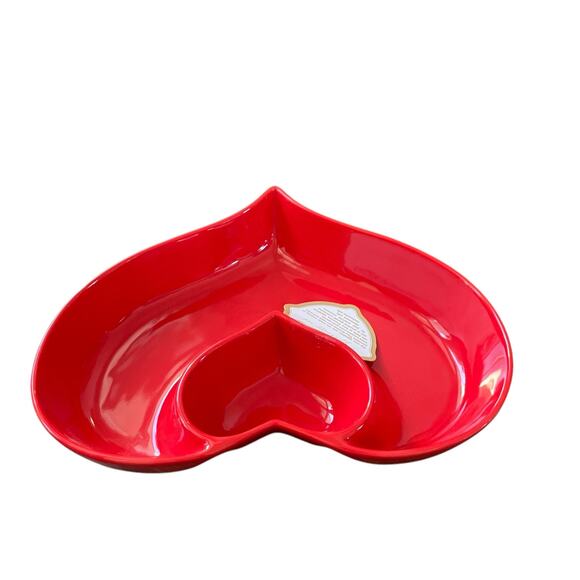 Brandani RED Heart Shaped Porcelain Appetizer Bowl 11in Valentines Day New - Picture 5 of 13